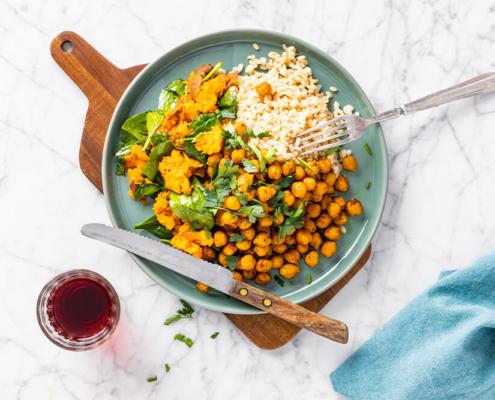 Jilzi - Gekruide Kikkererwten Zoete Aardappel Bruine Rijst