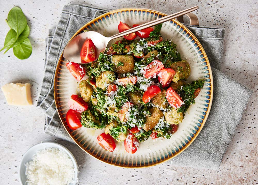 Linzengnocchi met Boerenkool-Spinaziepesto